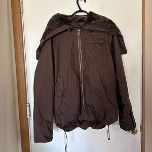 Holden Women's chocolate brown ski/snow/winter fur lined hood coat large